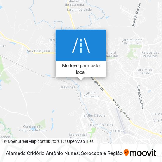 Alameda Cridório Antônio Nunes mapa