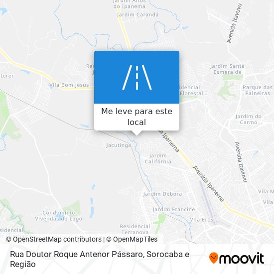 Rua Doutor Roque Antenor Pássaro mapa