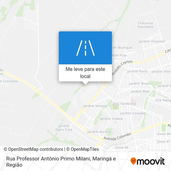 Rua Professor Antônio Primo Milani mapa