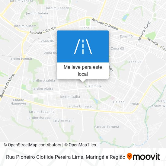 Rua Pioneiro Clotilde Pereira Lima mapa