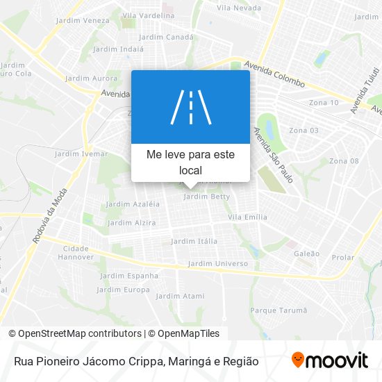 Rua Pioneiro Jácomo Crippa mapa