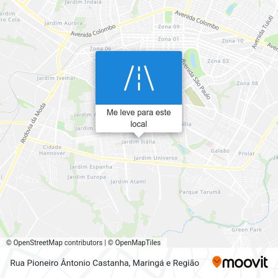 Rua Pioneiro Ântonio Castanha mapa