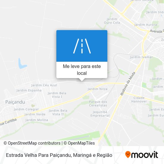 Estrada Velha Para Paiçandu mapa