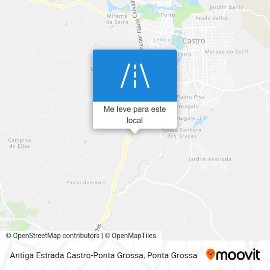 Antiga Estrada Castro-Ponta Grossa mapa