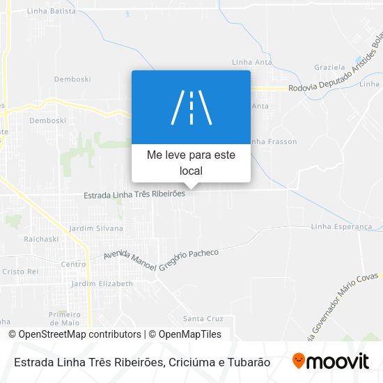 Estrada Linha Três Ribeirões mapa