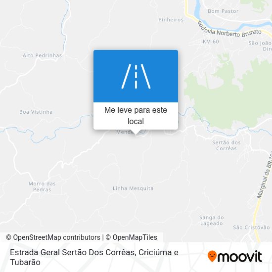 Estrada Geral Sertão Dos Corrêas mapa