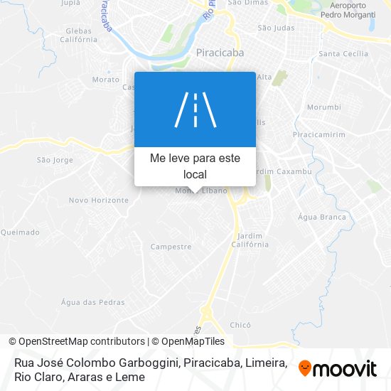 Rua José Colombo Garboggini mapa