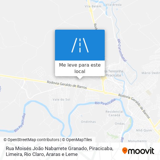 Rua Moisés João Nabarrete Granado mapa