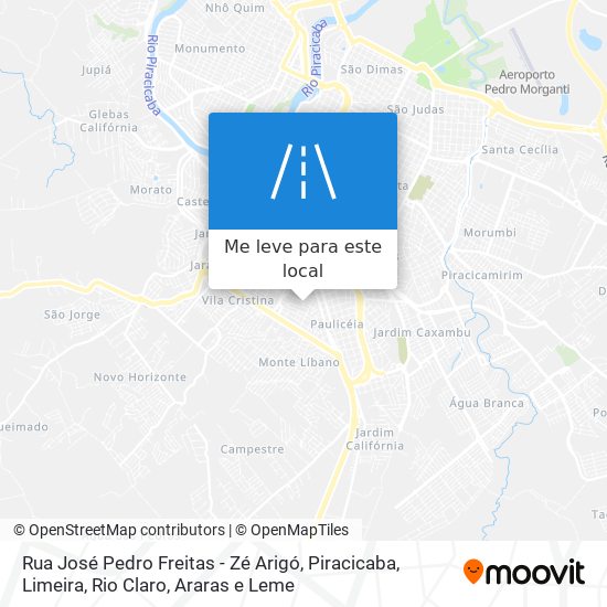 Rua José Pedro Freitas - Zé Arigó mapa