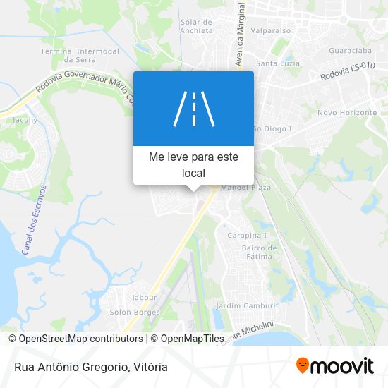 Rua Antônio Gregorio mapa