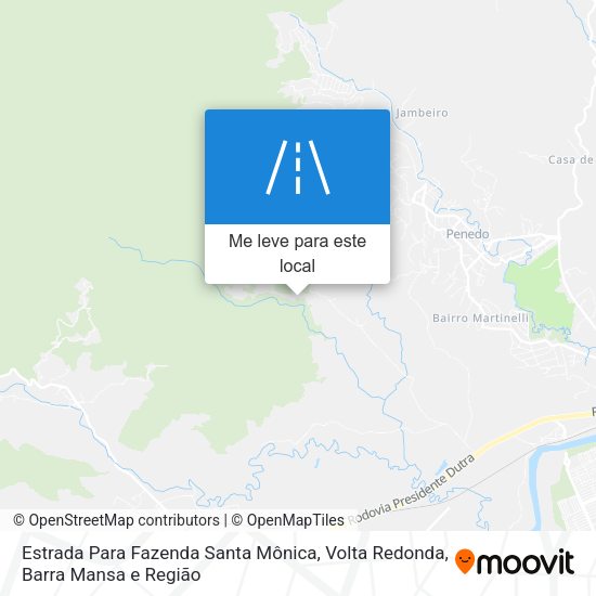 Estrada Para Fazenda Santa Mônica mapa