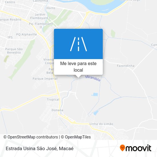 Estrada Usina São José mapa