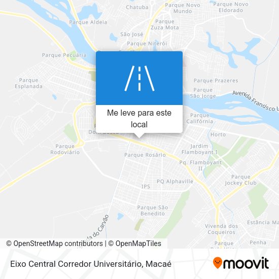 Eixo Central Corredor Universitário mapa
