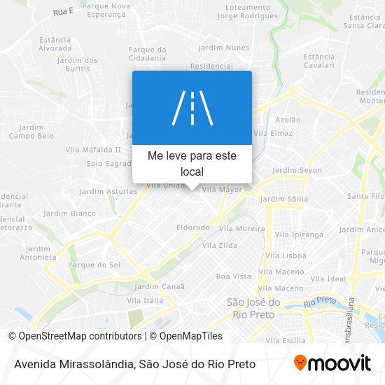 Avenida Mirassolândia mapa