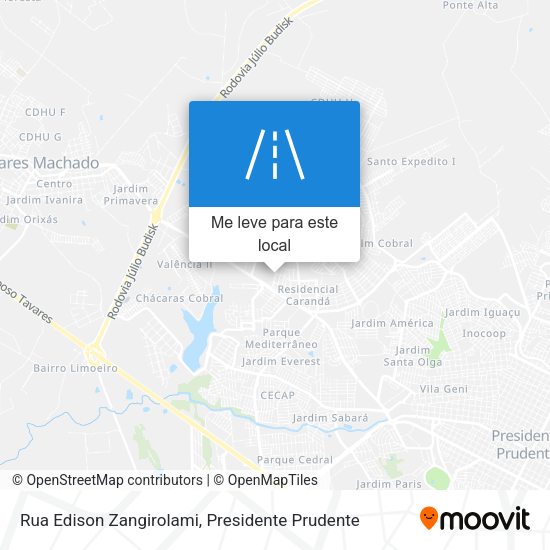 Rua Edison Zangirolami mapa