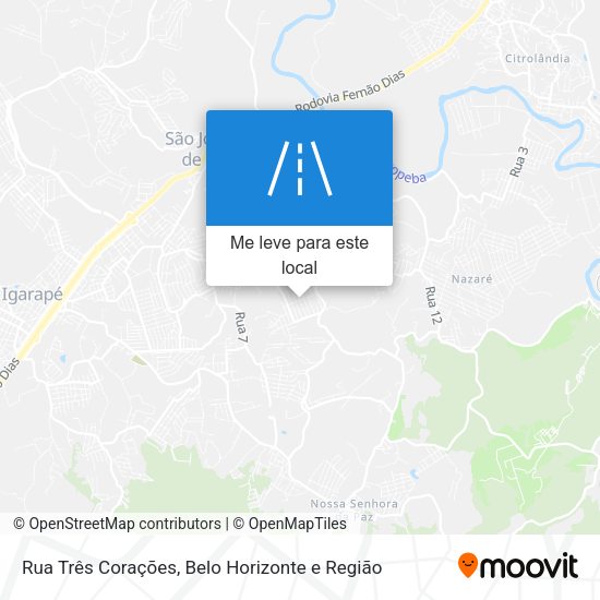 Rua Três Corações mapa