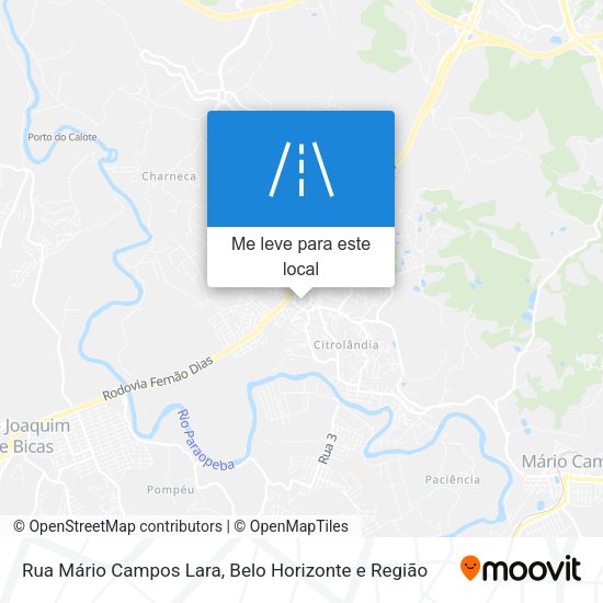 Rua Mário Campos Lara mapa