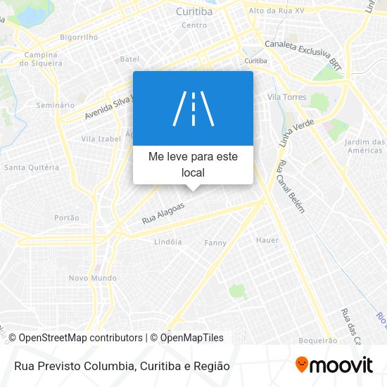 Rua Previsto Columbia mapa
