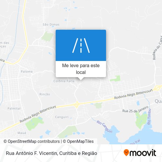 Rua Antônio F. Vicentin mapa