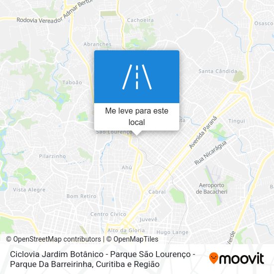 Ciclovia Jardim Botânico - Parque São Lourenço - Parque Da Barreirinha mapa