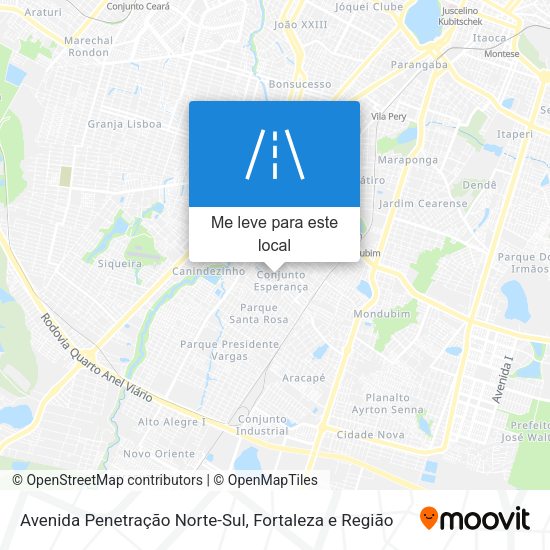 Avenida Penetração Norte-Sul mapa