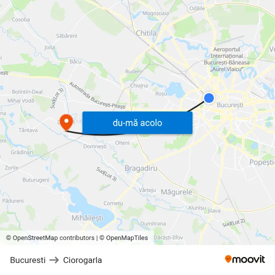 Harta de Bucuresti către Ciorogarla