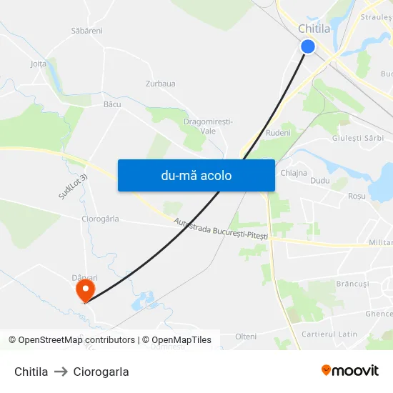 Harta de Chitila către Ciorogarla