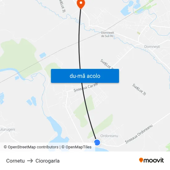 Harta de Cornetu către Ciorogarla