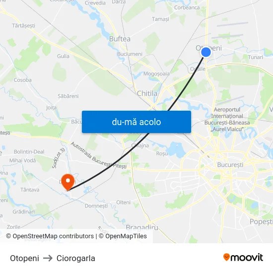 Harta de Otopeni către Ciorogarla