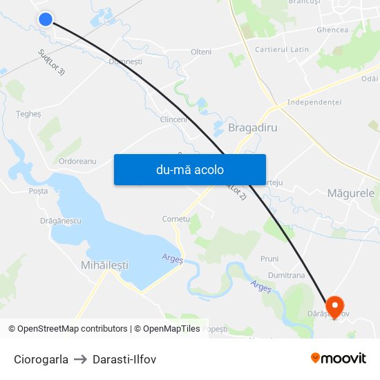 Harta de Ciorogarla către Darasti-Ilfov