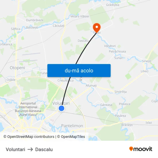 Harta de Voluntari către Dascalu