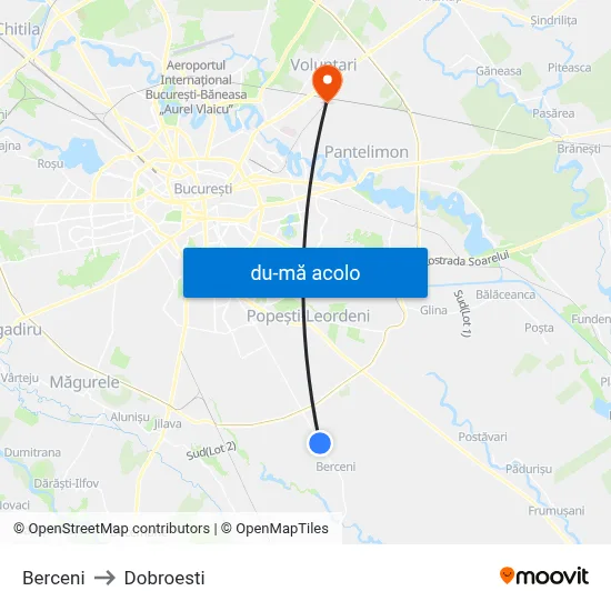 Harta de Berceni către Dobroesti