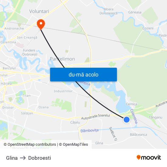 Harta de Glina către Dobroesti