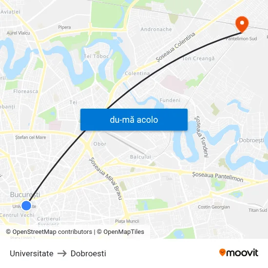 Harta de Universitate către Dobroesti