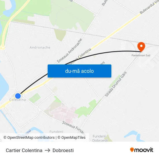 Harta de Cartier Colentina către Dobroesti
