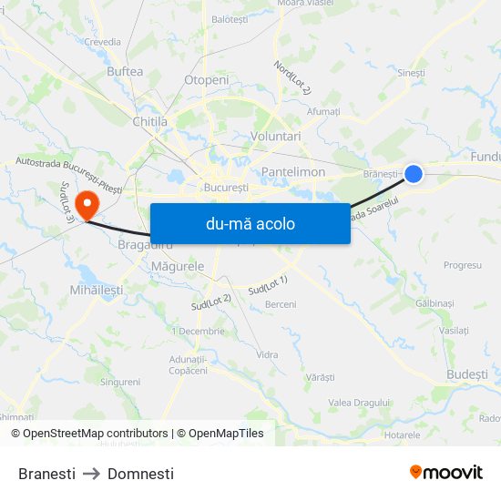 Harta de Branesti către Domnesti