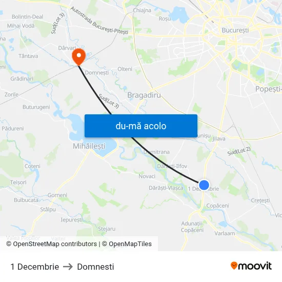 Harta de 1 Decembrie către Domnesti