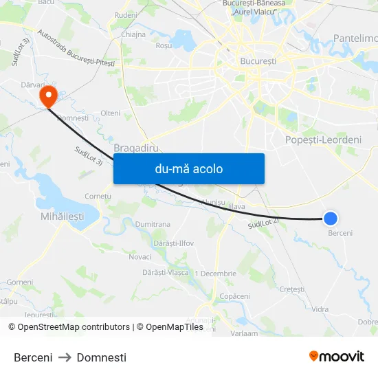 Harta de Berceni către Domnesti