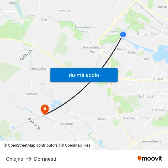 Harta de Chiajna către Domnesti
