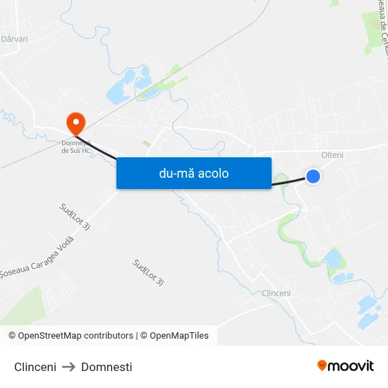 Harta de Clinceni către Domnesti