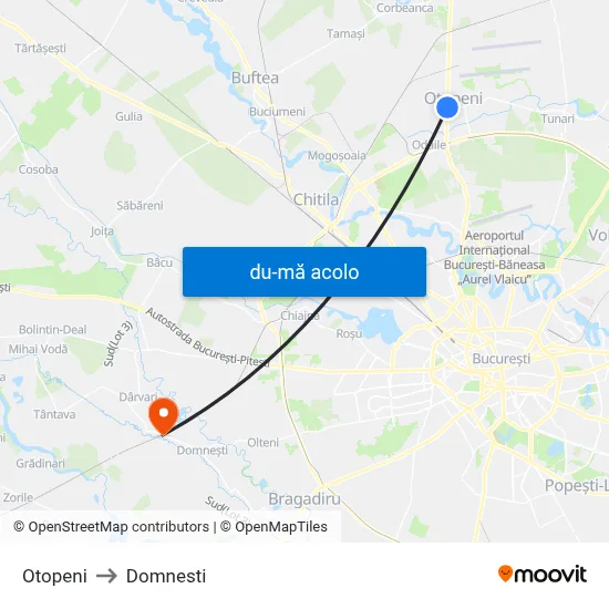 Harta de Otopeni către Domnesti