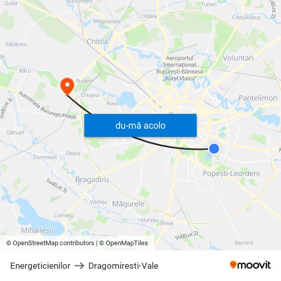 Harta de Energeticienilor către Dragomiresti-Vale