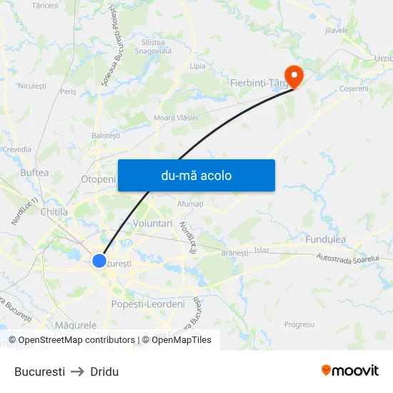 Harta de Bucuresti către Dridu