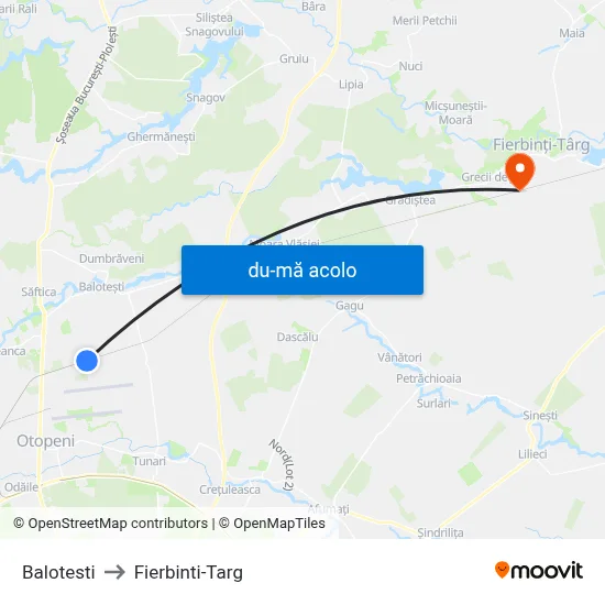 Harta de Balotesti către Fierbinti-Targ