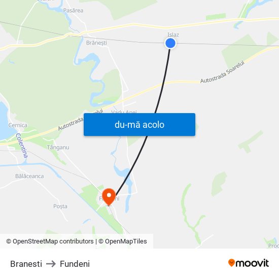 Harta de Branesti către Fundeni