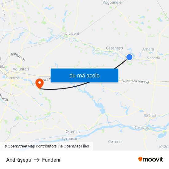 Harta de Andrășești către Fundeni