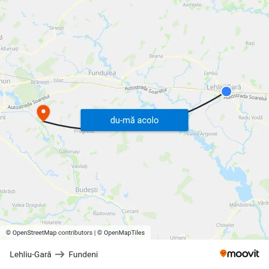 Harta de Lehliu-Gară către Fundeni