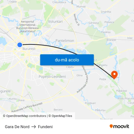 Harta de Gara De Nord către Fundeni