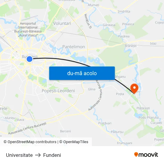 Harta de Universitate către Fundeni