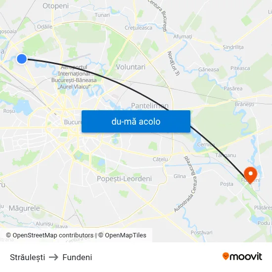 Harta de Străulești către Fundeni